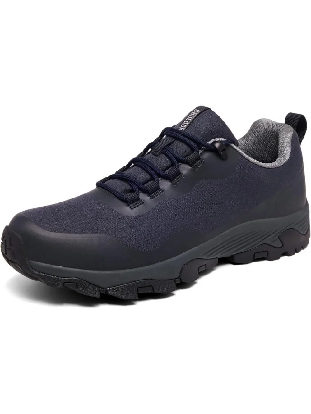 Men's Navy Trekking Shoes Low Top Round Toe Non Slip Zipper Hiking Boots